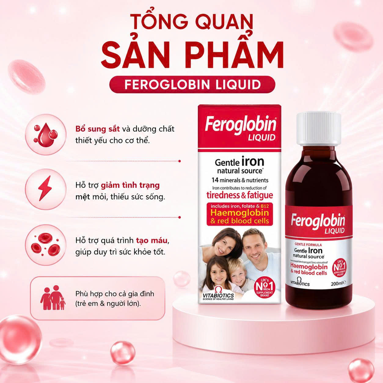 Vitabiotics Feroglobin Liquid Siro sắt nước UK(200ml)