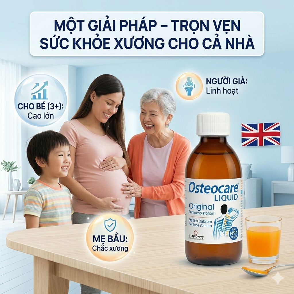 Vitabiotics Osteocare Liquid Siro Canxi nước bổ sung D3, Kẽm, UK (200ml)