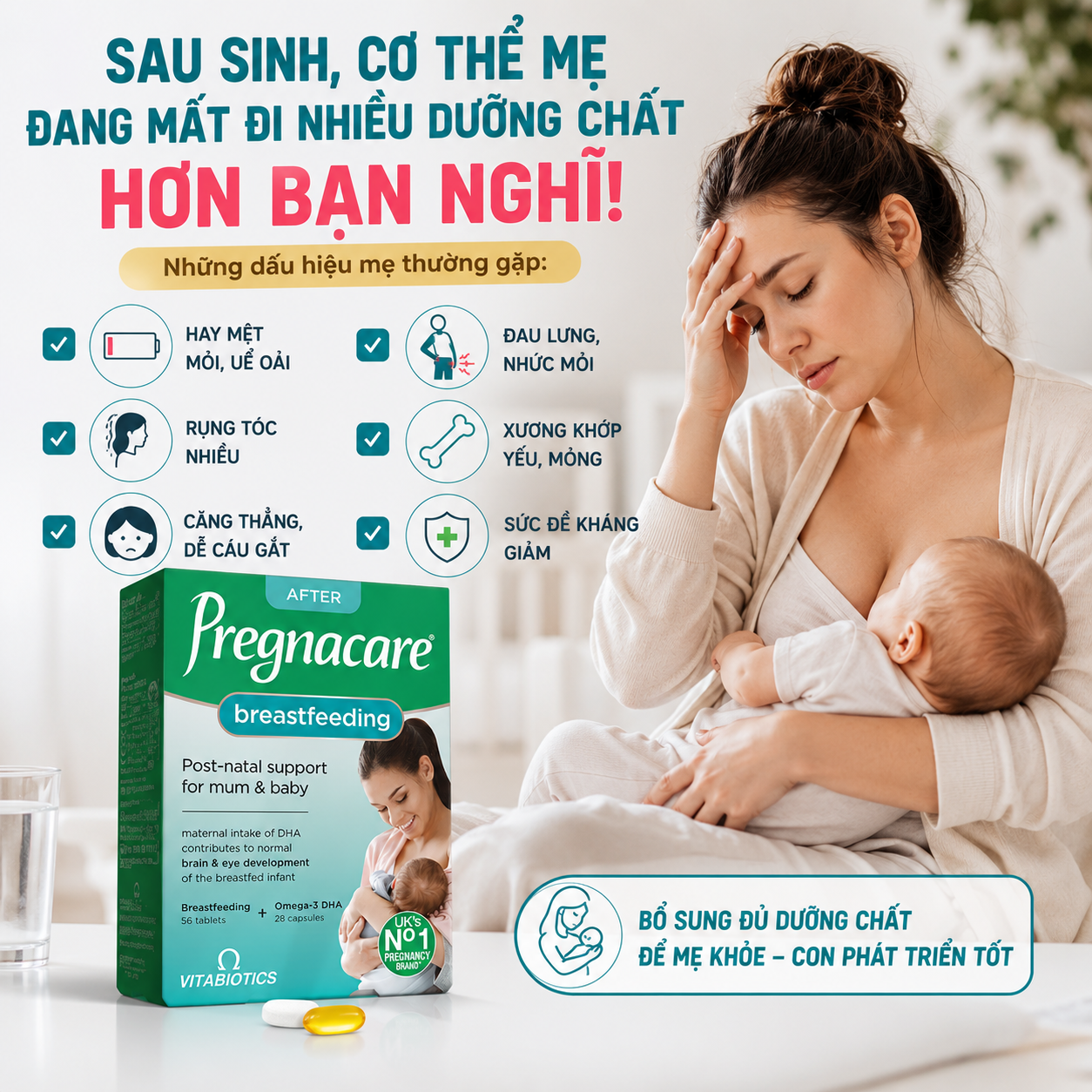 Vitabiotics Pregnacare Breast feeding Vitamin cho Mẹ nuôi con Bú UK (84 viên)
