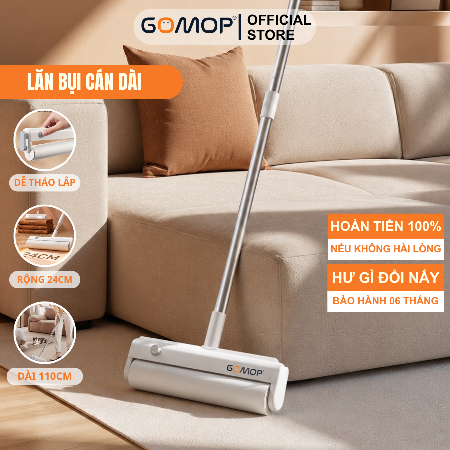 Combo Cây Lăn Bụi Cán Dài XiLi L7 + 2 Cuộn thay