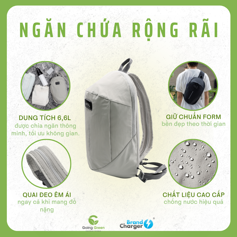 Balo mini chuyển đổi túi đeo chéo 2 trong 1 Brandcharger Shift