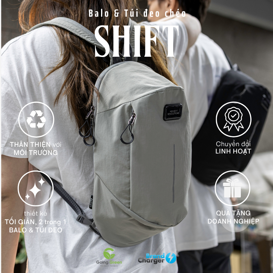 Balo mini chuyển đổi túi đeo chéo 2 trong 1 Brandcharger Shift