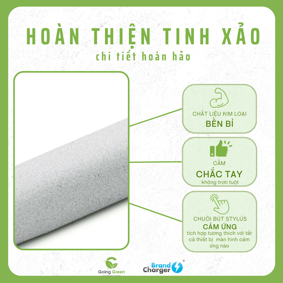 Bút Bi Eira Eco BrandCharger – Nhôm Tái Chế Phủ Frost, Stylus Tích Hợp