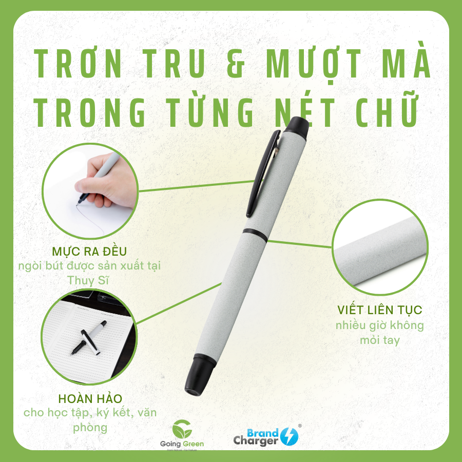 Bút Roller Blanca Eco BrandCharger – Nhôm Tái Chế Phủ Frost Cao Cấp