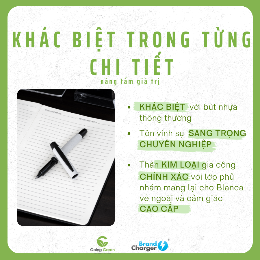 Bút Roller Blanca Eco BrandCharger – Nhôm Tái Chế Phủ Frost Cao Cấp