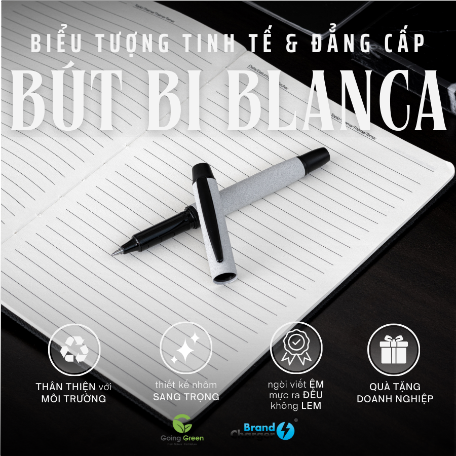 Bút Roller Blanca Eco BrandCharger – Nhôm Tái Chế Phủ Frost Cao Cấp