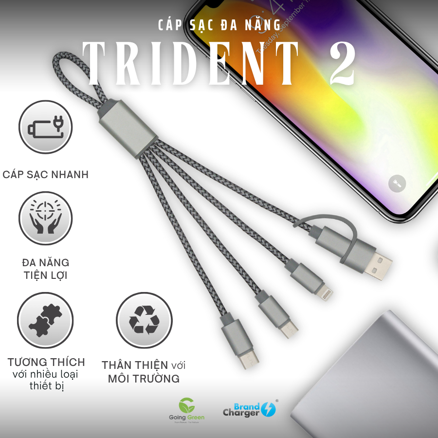 Cable chuyển đổi 4 đầu Brandcharger Trident 2 (Eco)