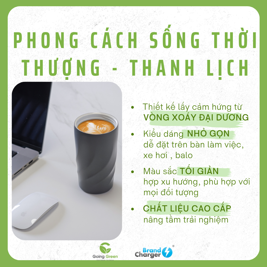 Ly giữ nhiệt BrandCharger Calix Ceramica lót sứ