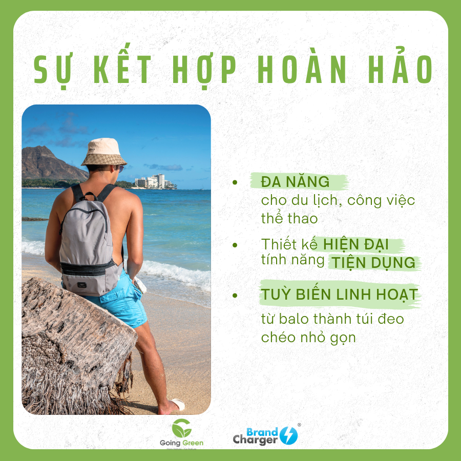 Túi đeo chéo, balo xếp gọn Brandcharger Combo
