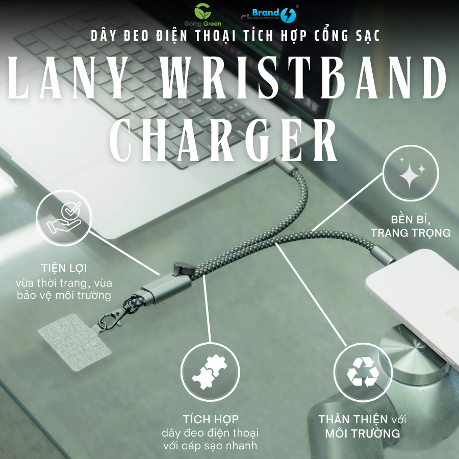 Dây đeo điện thoại kèm cap sạc Lany Wristband Charge