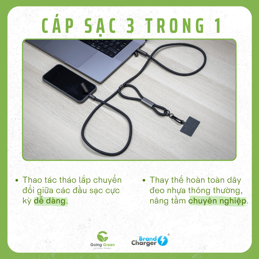 Dây đeo điện thoại tích hợp cổng sạc BrandCharger Lany Charge Eco