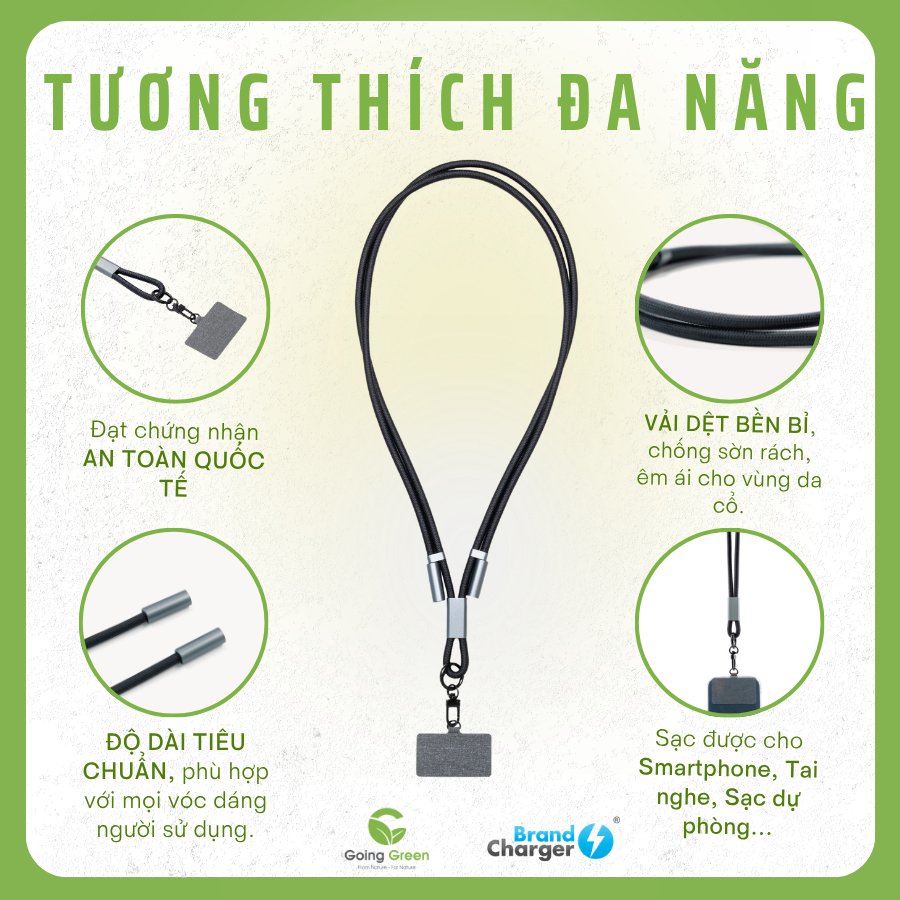Dây đeo điện thoại tích hợp cổng sạc BrandCharger Lany Charge Lite