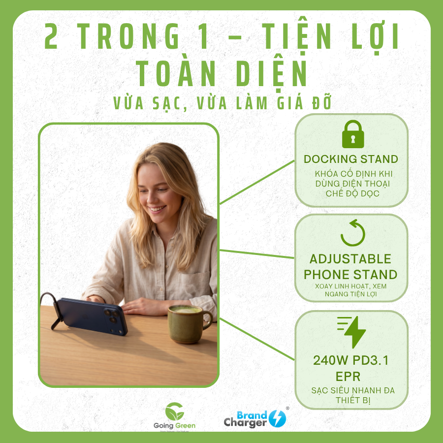 Dây sạc kiêm giá đỡ điện thoại cao cấp BrandCharger Thor Dock
