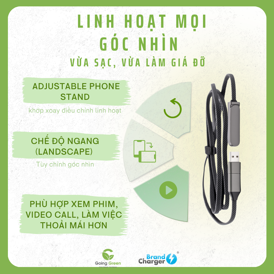 Dây sạc kiêm giá đỡ điện thoại cao cấp BrandCharger Thor Dock