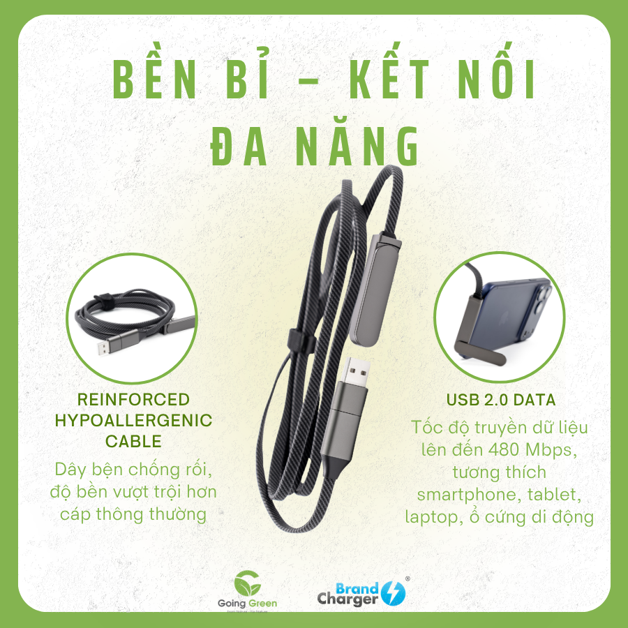 Dây sạc kiêm giá đỡ điện thoại cao cấp BrandCharger Thor Dock