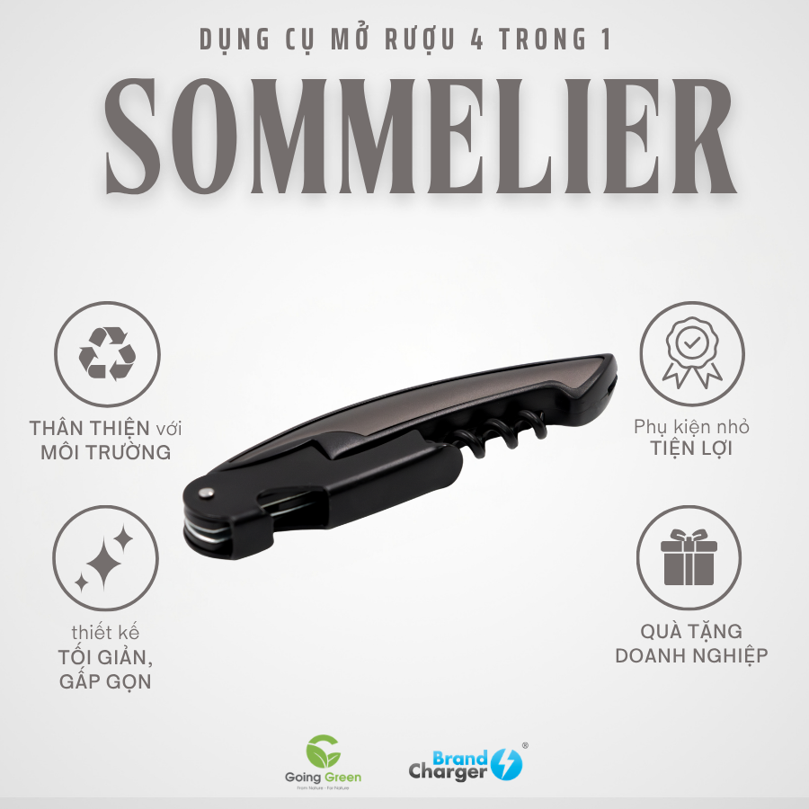 Dụng cụ mở rượu, bia đa năng 4 trong 1 Brandcharger Sommelier