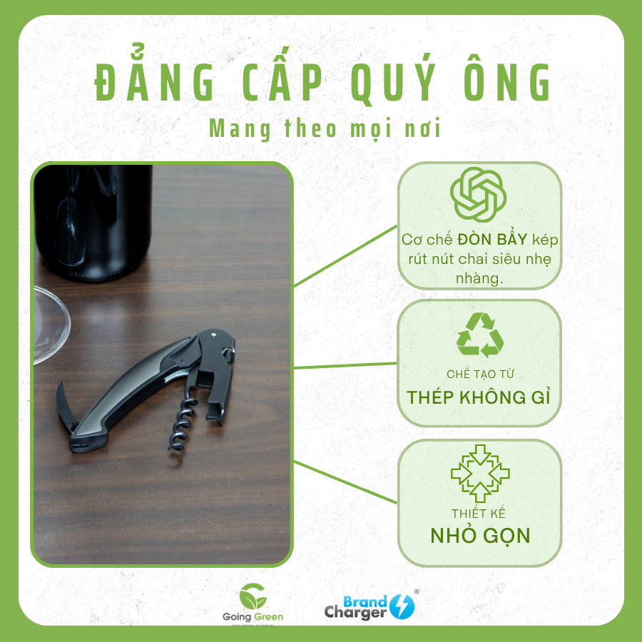 Dụng cụ mở rượu, bia đa năng 4 trong 1 Brandcharger Sommelier