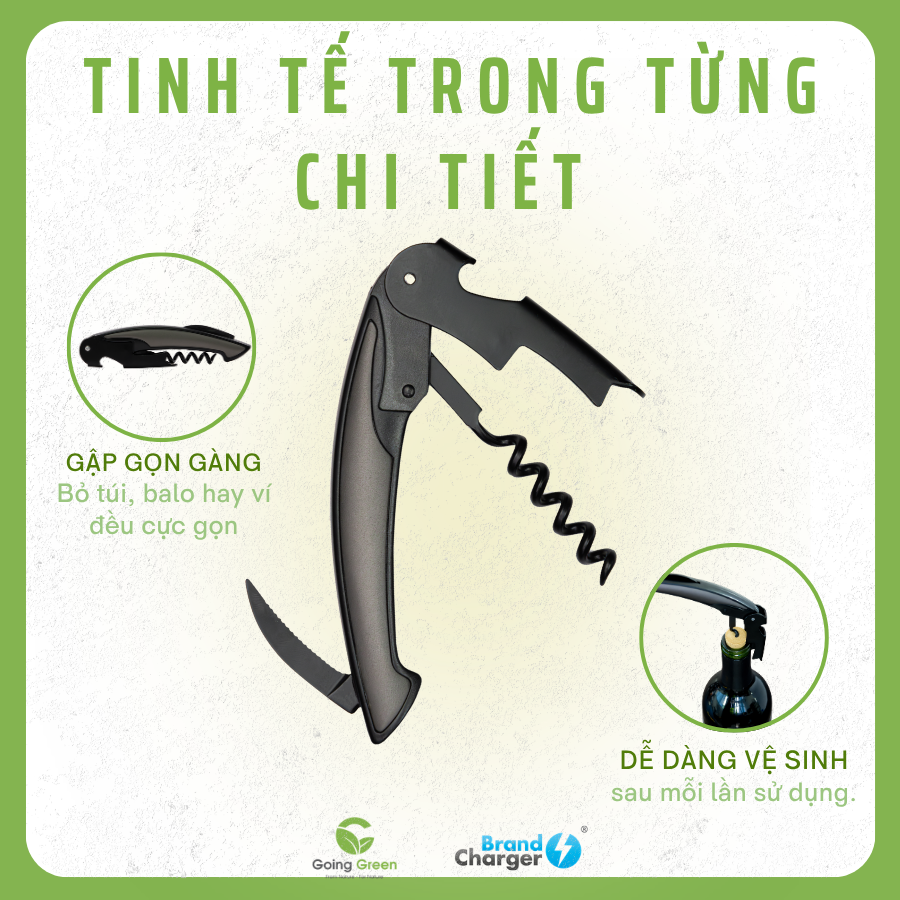Dụng cụ mở rượu, bia đa năng 4 trong 1 Brandcharger Sommelier