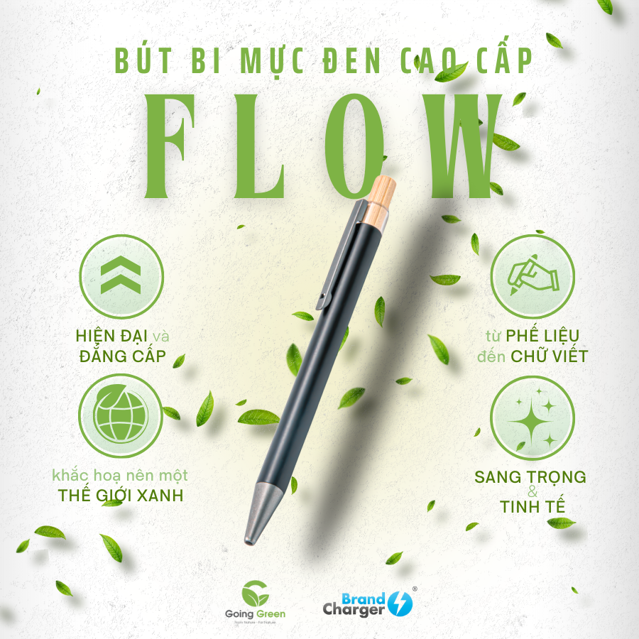 Bút bi có chui bấm bút bằng gỗ Brandcharger Flow