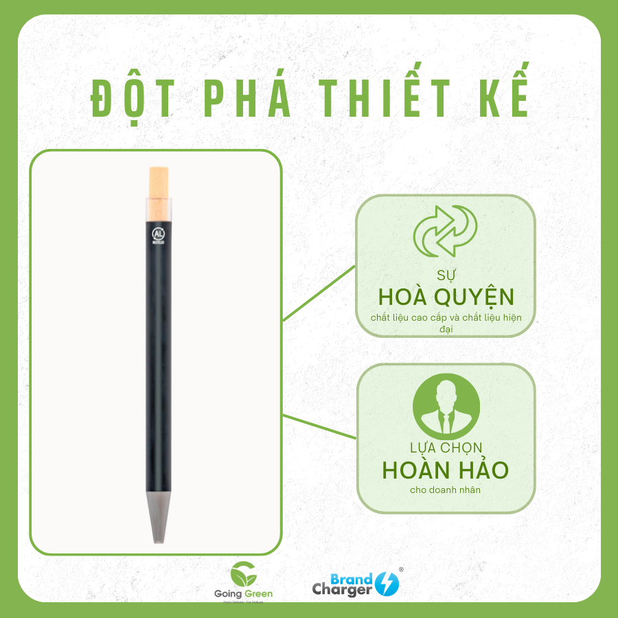 Bút bi có chui bấm bút bằng gỗ Brandcharger Flow