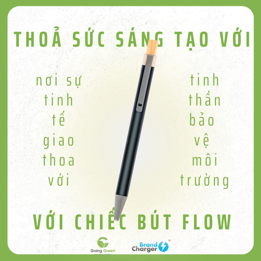 Bút bi có chui bấm bút bằng gỗ Brandcharger Flow
