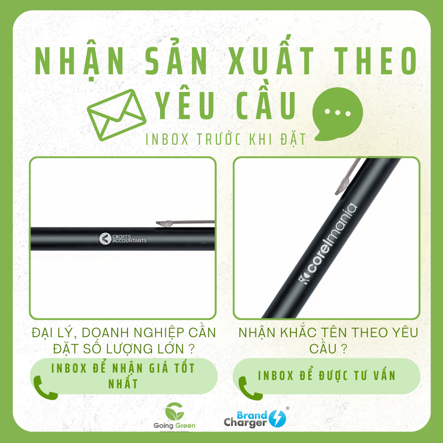 Bút bi có chui bấm bút bằng gỗ Brandcharger Flow