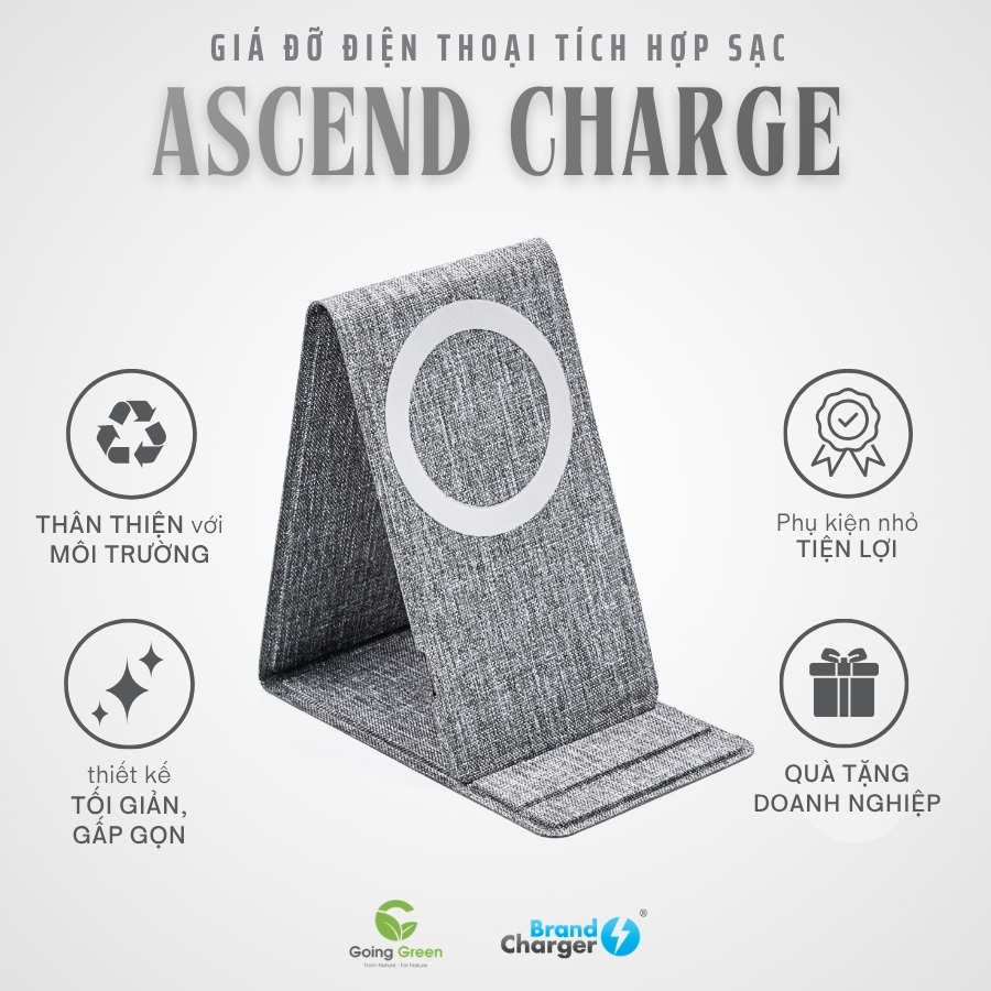 Giá đỡ điện thoại Brancharger có chức năng sạc cảm ứng Ascend Charge Eco