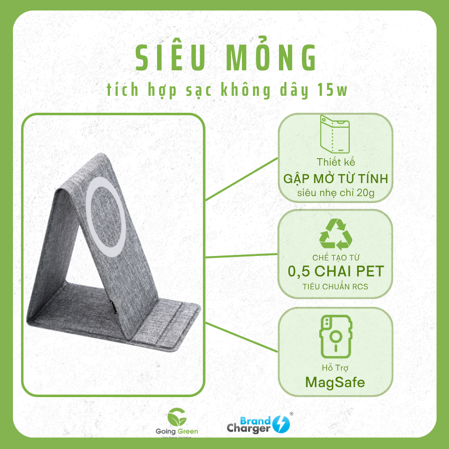 Giá đỡ điện thoại Brancharger có chức năng sạc cảm ứng Ascend Charge Eco