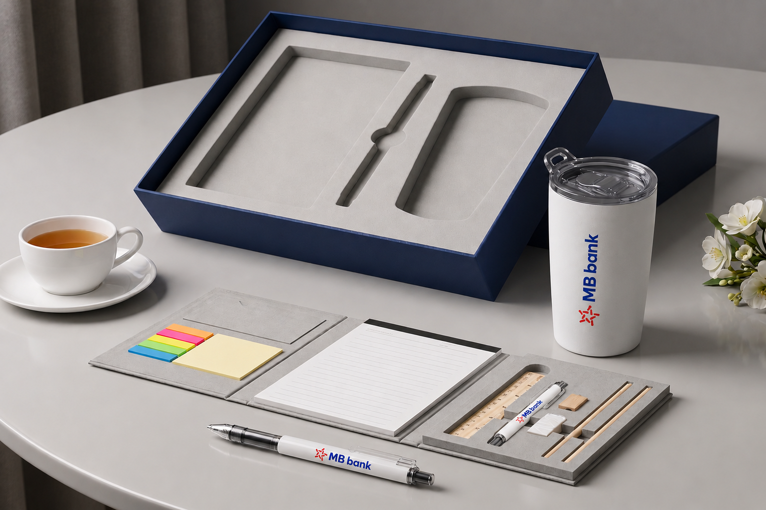 Gift Set Doanh Nghiệp 3-in-1 BrandCharger – Evobook, Serene Eco & Pure Brew: Bộ Quà Tặng Văn Phòng Cao Cấp, In Logo, Chuẩn ESG