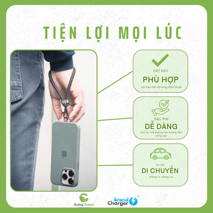 Dây đeo điện thoại kèm cap sạc Lany Wristband Charge