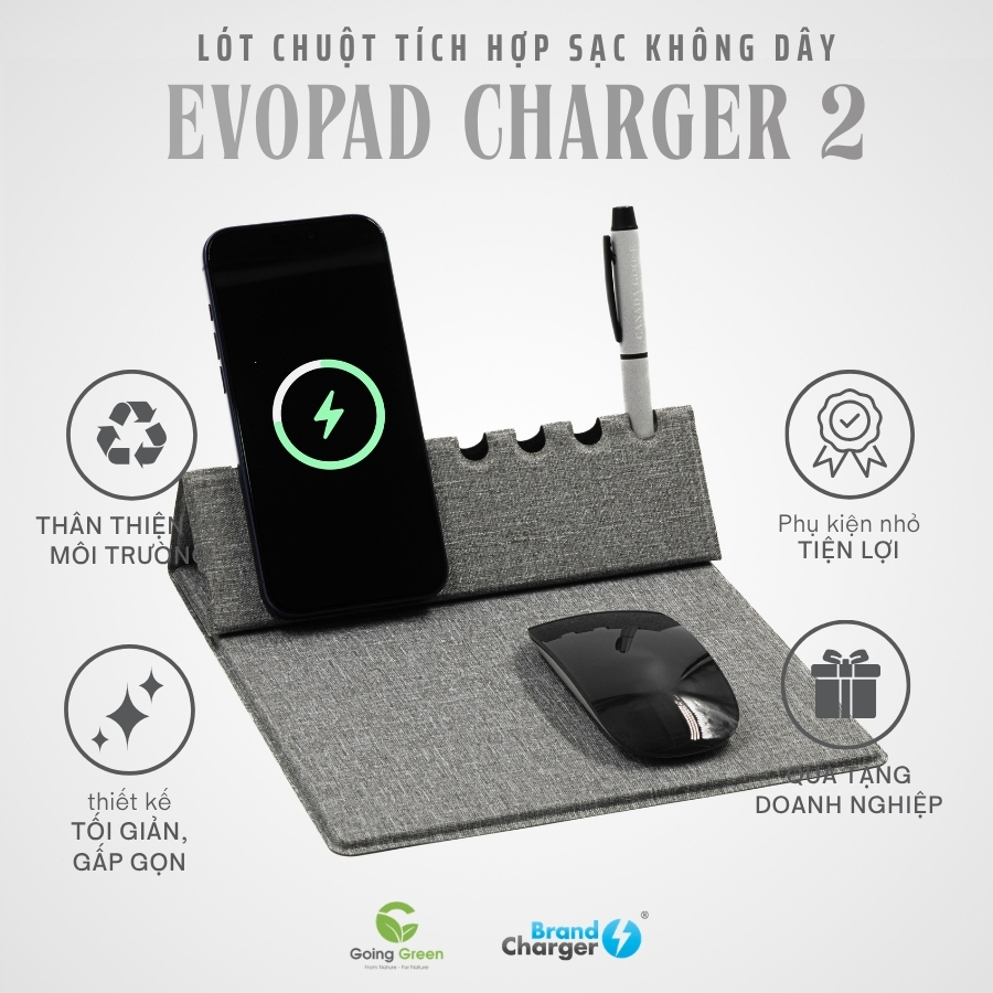 Lót chuột tích hợp sạc không dây BrandCharger Evopad Charge 2