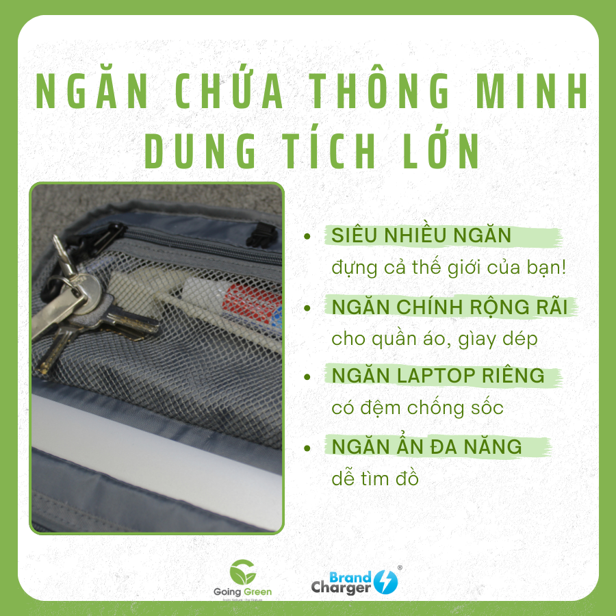 Balo Laptop Du Lịch Marco Polo Eco BrandCharger – Tái Chế, 2 Trong 1, Chống Trộm