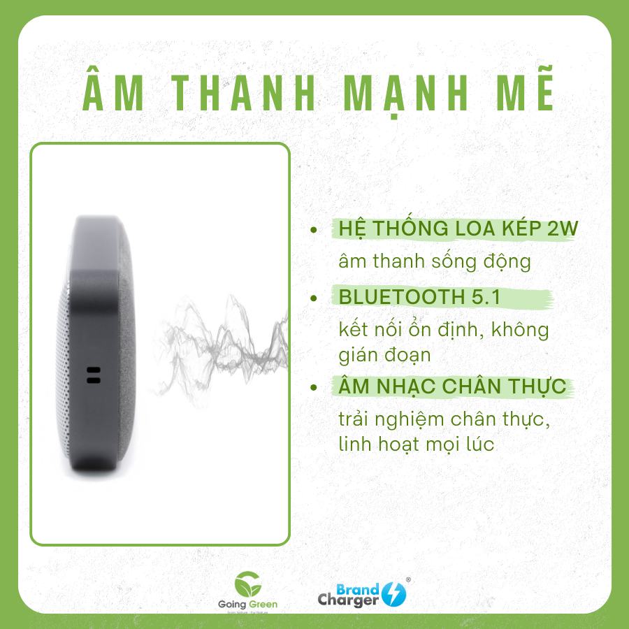 Loa Không Dây Nano BrandCharger – Siêu Mỏng, Âm Thanh Lớn, Da Vegan