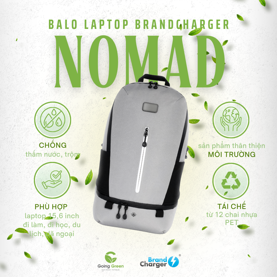 Balo Du Lịch Nomad Eco BrandCharger – Tái Chế, Giữ Nhiệt, 18L