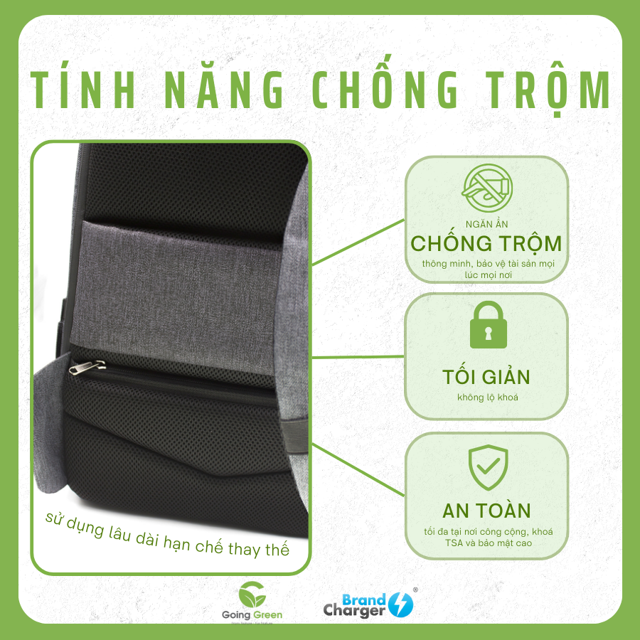Balo Brandcharger chống trộm tuyệt đối Phantom