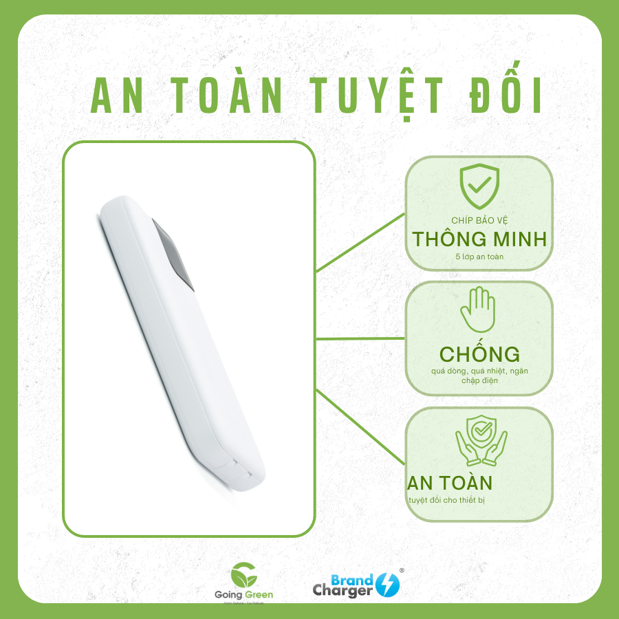Pin Sạc Dự Phòng Powercharge 10000 Eco BrandCharger – 10000mAh, Tích Hợp Cáp, Tái Chế