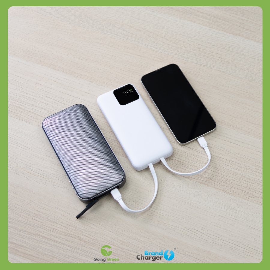 Pin Sạc Dự Phòng Powercharge 10000 Eco BrandCharger – 10000mAh, Tích Hợp Cáp, Tái Chế