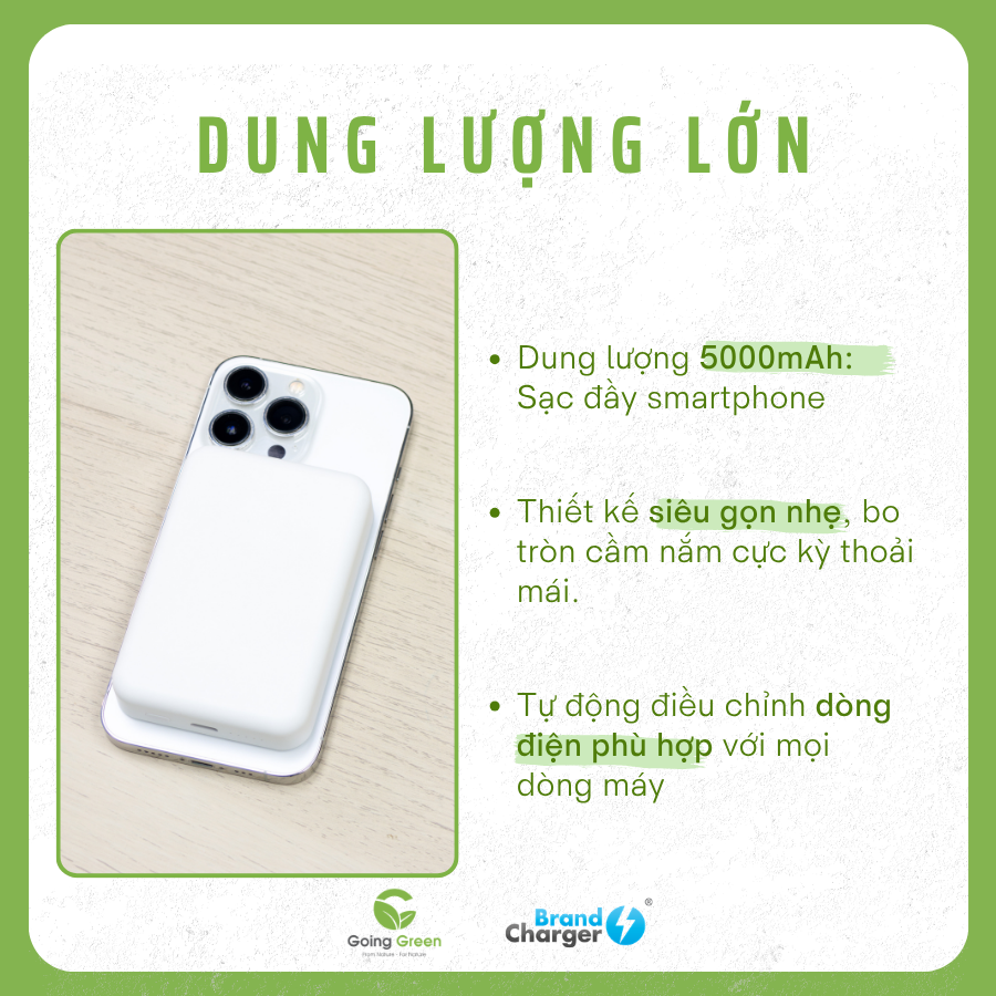 Pin sạc dự phòng không dây Brandcharger Powercharge wireless 5000 Eco