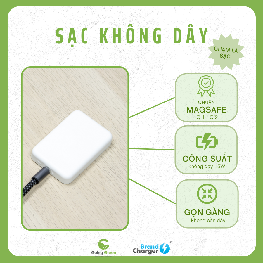 Pin sạc dự phòng không dây Brandcharger Powercharge wireless 5000 Eco