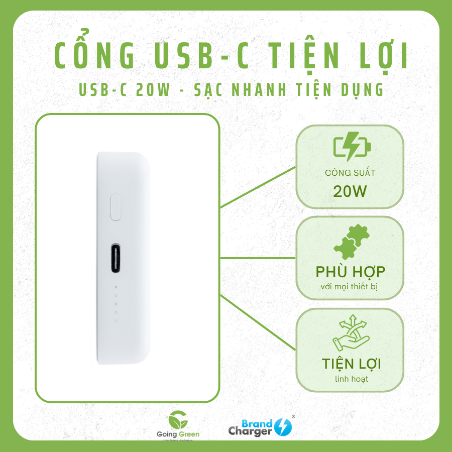 Pin sạc dự phòng không dây Brandcharger Powercharge wireless 5000 Eco