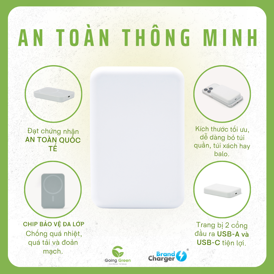 Pin sạc dự phòng không dây Brandcharger Powercharge wireless 5000 Eco