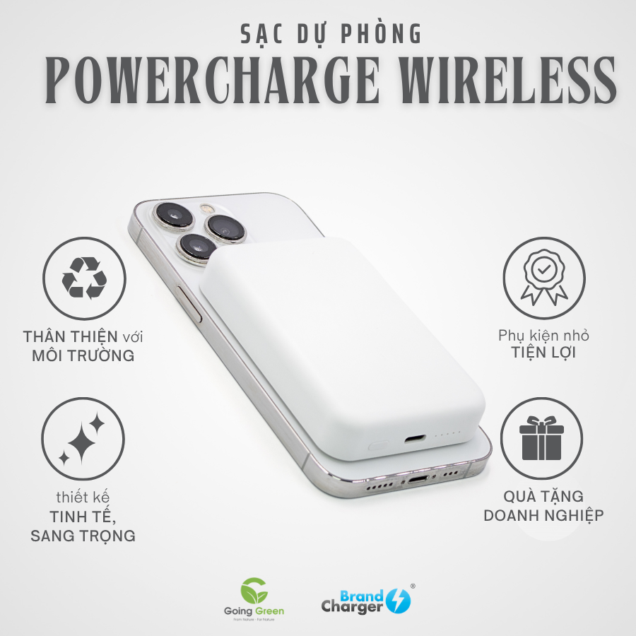 Pin sạc dự phòng không dây Brandcharger Powercharge wireless 5000 Eco