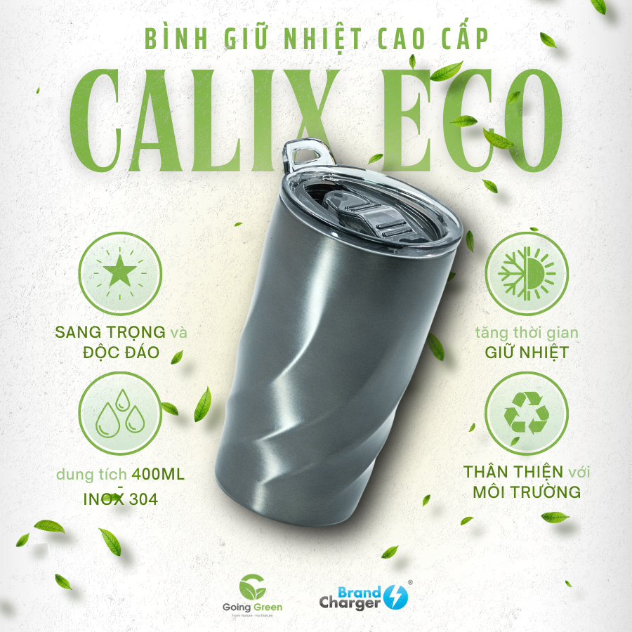 Quà Tặng Doanh Nghiệp Bình Giữ Nhiệt 2 Trong 1: Vortex Calix Eco + Nắp Hydroboost
