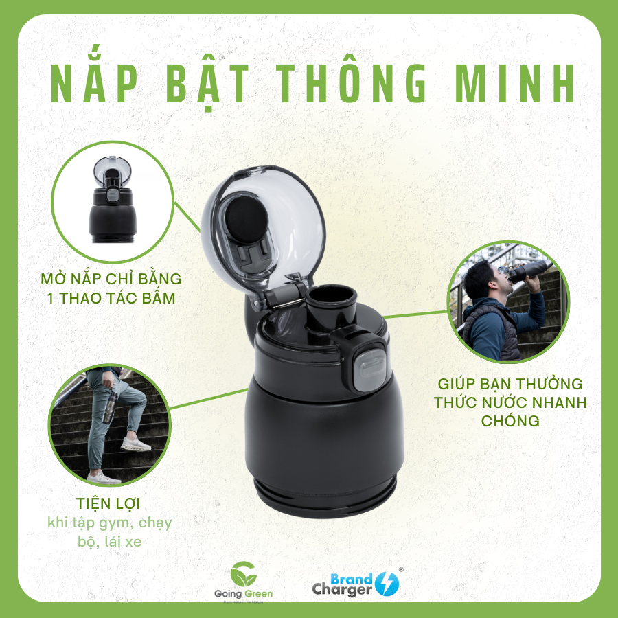 Quà Tặng Doanh Nghiệp Bình Giữ Nhiệt 2 Trong 1: Vortex Calix Eco + Nắp Hydroboost