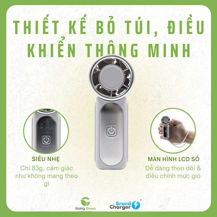 Quạt cầm tay tốc độ cao cao cấp BrandCharger Sonic