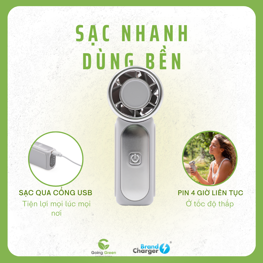 Quạt cầm tay tốc độ cao cao cấp BrandCharger Sonic