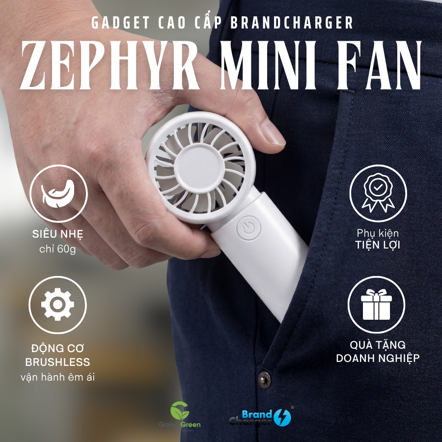 Quạt mini sạc pin cao cấp BrandCharger Zephyr