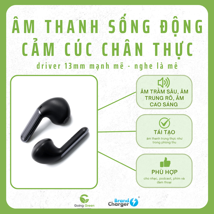 Tai nghe Aria BrandCharger chính hãng | Âm thanh cao cấp – Thiết kế hiện đại