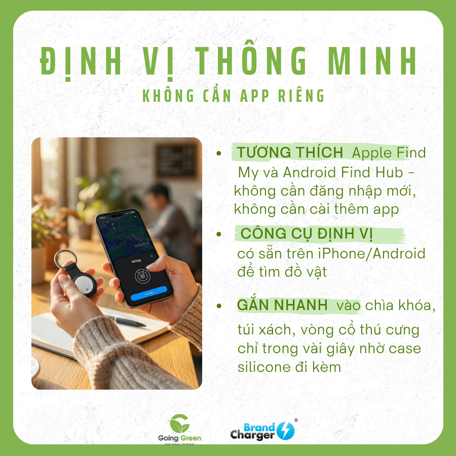 Thiết bị định vị BrandCharger Tracker tương thích iOS & Android