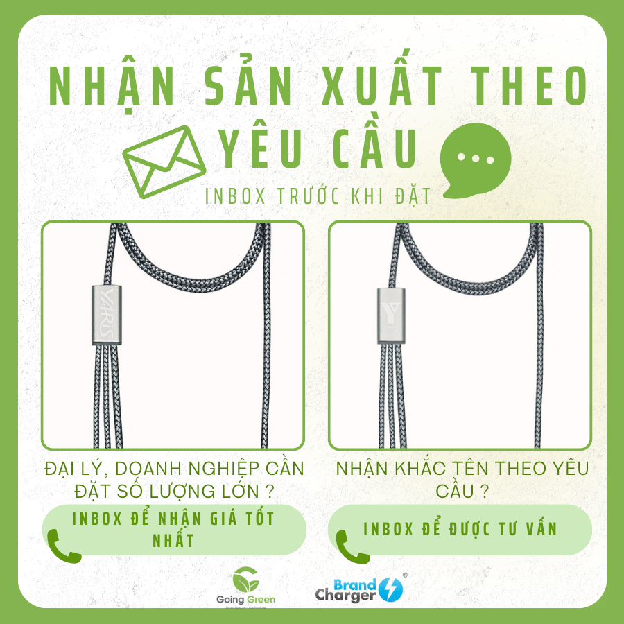 Cáp Sạc Trident 2+ BrandCharger – 3 Trong 1, Tái Chế, Siêu Bền